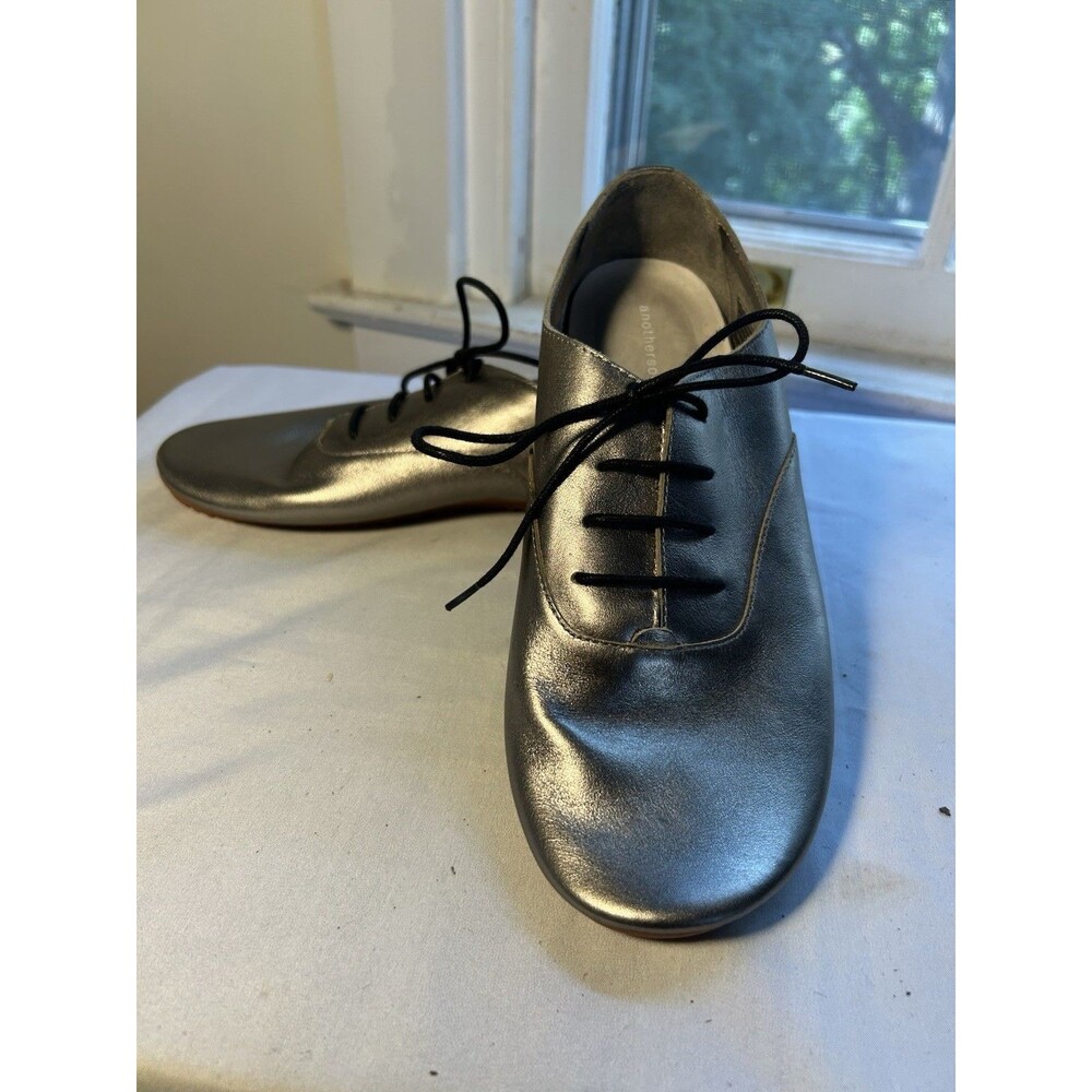 Anothersole Lucie II Metallic Titanium Leather Flats Comfort Shoes US 9 EU 40